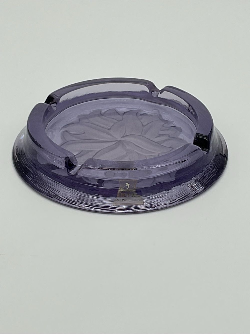 Viking Teaberry Glass Ashtray with Floral Motif